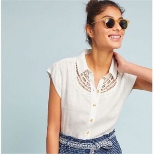 Maeve - Anthropologie Lace White Yoked Linen